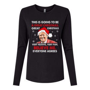 Merry Trumpmas Santa Trumpchristmas Pajamas Funny Womens Cotton Relaxed Long Sleeve T-Shirt