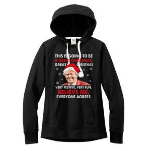 Merry Trumpmas Santa Trumpchristmas Pajamas Funny Women's Fleece Hoodie