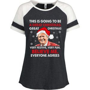 Merry Trumpmas Santa Trumpchristmas Pajamas Funny Enza Ladies Jersey Colorblock Tee