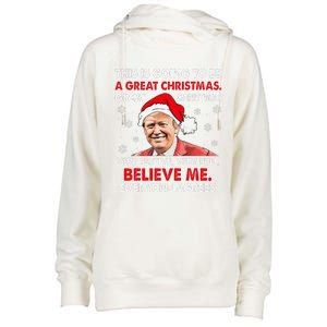 Merry Trumpmas Santa Trumpchristmas Pajamas Funny Womens Funnel Neck Pullover Hood