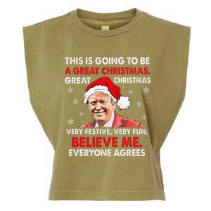 Merry Trumpmas Santa Trumpchristmas Pajamas Funny Garment-Dyed Women's Muscle Tee