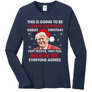 Merry Trumpmas Santa Trumpchristmas Pajamas Funny Ladies Long Sleeve Shirt