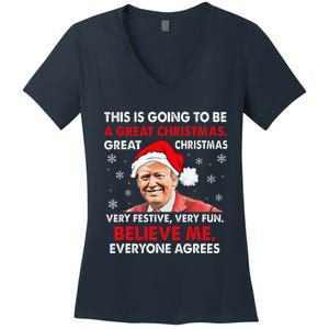 Merry Trumpmas Santa Trumpchristmas Pajamas Funny Women's V-Neck T-Shirt