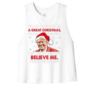 Merry Trumpmas Santa Trumpchristmas Pajamas Funny Women's Racerback Cropped Tank