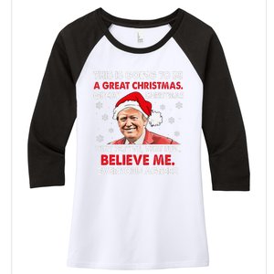 Merry Trumpmas Santa Trumpchristmas Pajamas Funny Women's Tri-Blend 3/4-Sleeve Raglan Shirt