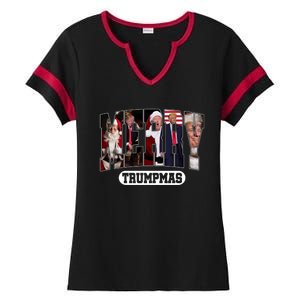 Merry Trumpmas Santa Trump Christmas Pajamas Funny Sweatshirt Ladies Halftime Notch Neck Tee