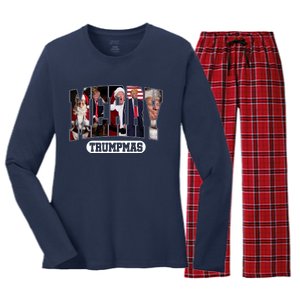 Merry Trumpmas Santa Trump Christmas Pajamas Funny Sweatshirt Women's Long Sleeve Flannel Pajama Set 