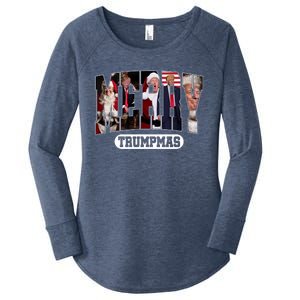 Merry Trumpmas Santa Trump Christmas Pajamas Funny Sweatshirt Women's Perfect Tri Tunic Long Sleeve Shirt