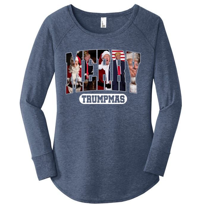 Merry Trumpmas Santa Trump Christmas Pajamas Funny Sweatshirt Women's Perfect Tri Tunic Long Sleeve Shirt