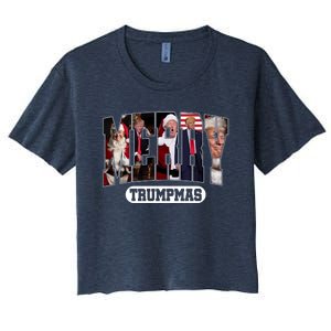 Merry Trumpmas Santa Trump Christmas Pajamas Funny Sweatshirt Women's Crop Top Tee