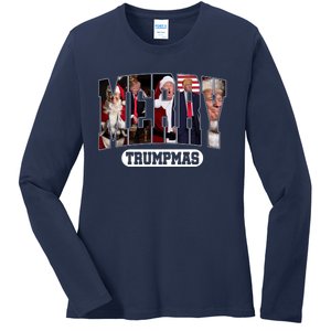 Merry Trumpmas Santa Trump Christmas Pajamas Funny Sweatshirt Ladies Long Sleeve Shirt