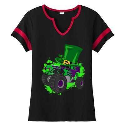 Monster Trucks St Patrick's Day Adults And Cool Gift Ladies Halftime Notch Neck Tee