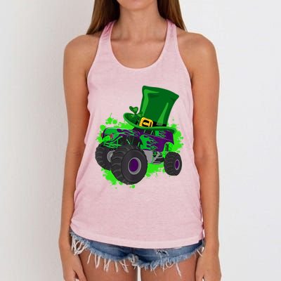 Monster Trucks St Patrick's Day Adults And Cool Gift Women's Knotted Racerback Tank