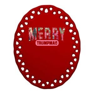 Merry Trumpmas Santa Trump Christmas Pajamas Funny Ceramic Oval Ornament