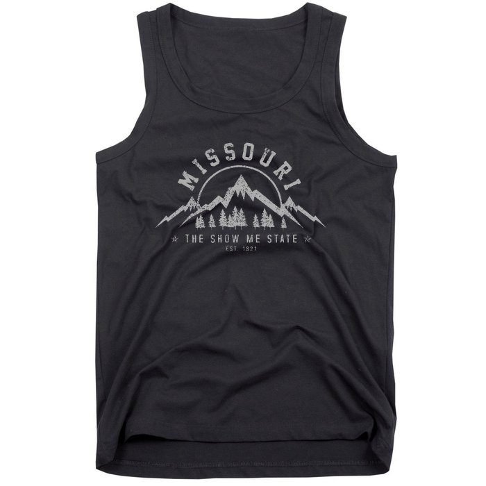 Missouri The Show Me State Est. 1821 Vintage Mountains Gift Tank Top