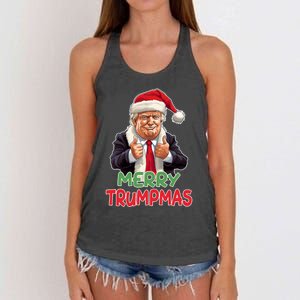 Merry Trumpmas Santa Claus Donald Trump Women's Knotted Racerback Tank