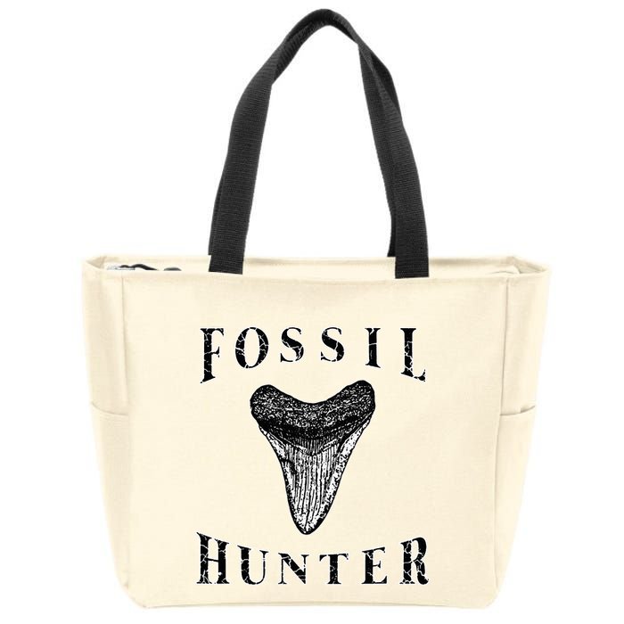 Megalodon Tooth Sharks Tooth Fossil Hunter Paleontologist Zip Tote Bag