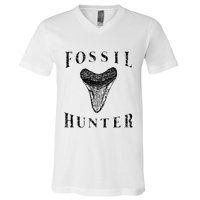 Megalodon Tooth Sharks Tooth Fossil Hunter Paleontologist V-Neck T-Shirt
