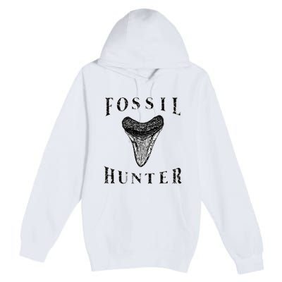Megalodon Tooth Sharks Tooth Fossil Hunter Paleontologist Premium Pullover Hoodie