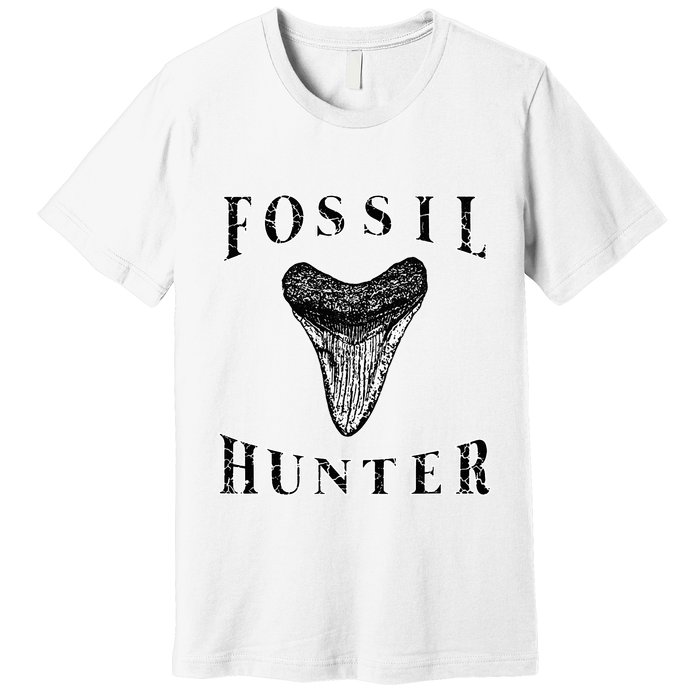 Megalodon Tooth Sharks Tooth Fossil Hunter Paleontologist Premium T-Shirt