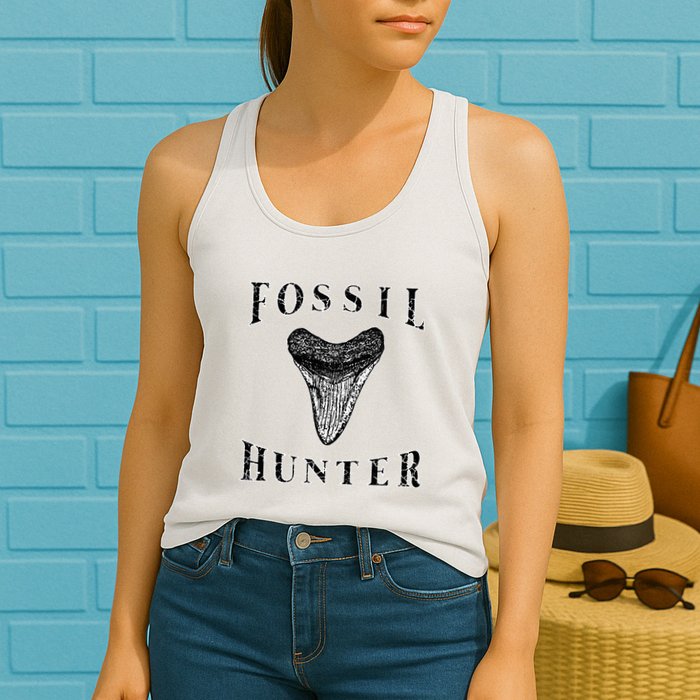 Megalodon Tooth Sharks Tooth Fossil Hunter Paleontologist Womens Tank Top