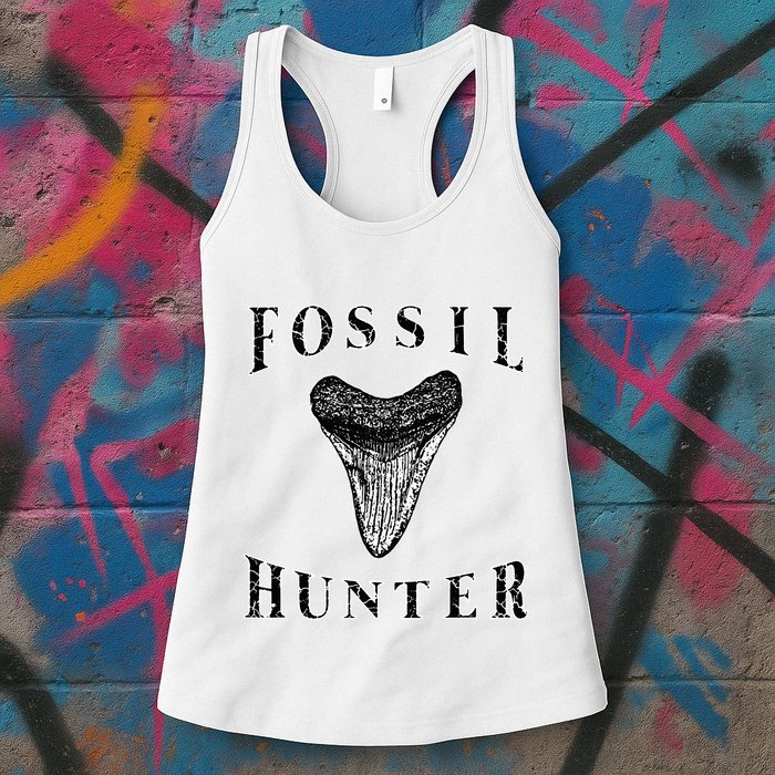 Megalodon Tooth Sharks Tooth Fossil Hunter Paleontologist Womens Tank Top