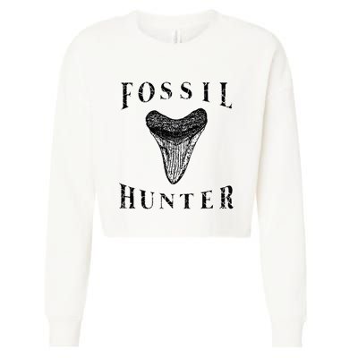 Megalodon Tooth Sharks Tooth Fossil Hunter Paleontologist Cropped Pullover Crew