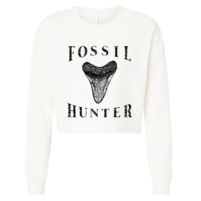 Megalodon Tooth Sharks Tooth Fossil Hunter Paleontologist Cropped Pullover Crew