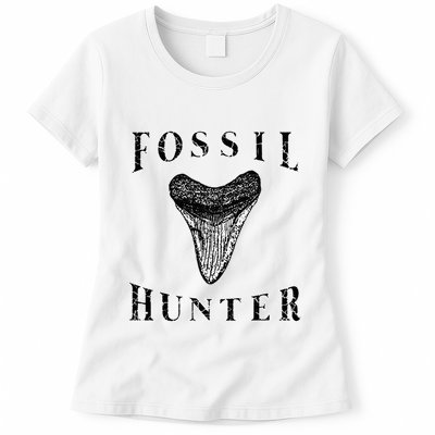 Megalodon Tooth Sharks Tooth Fossil Hunter Paleontologist Womens T-Shirt