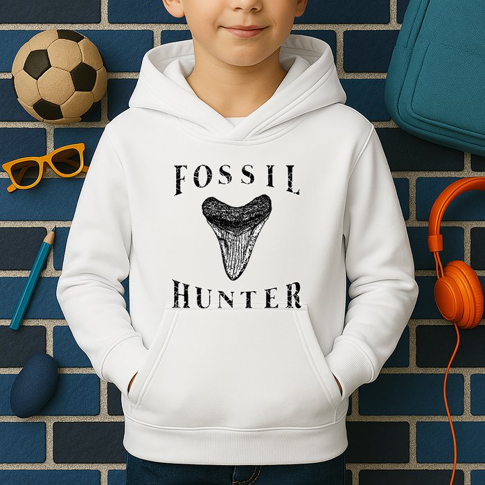 Megalodon Tooth Sharks Tooth Fossil Hunter Paleontologist Kids Hoodie