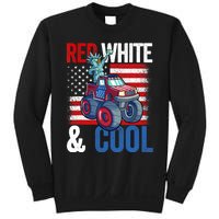 Monster Truck Statue Liberty 4th Of July Boy American Flag Sweatshirt