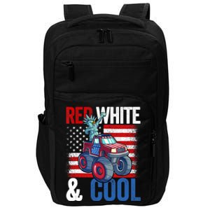 Monster Truck Statue Liberty 4th Of July Boy American Flag Impact Tech Backpack