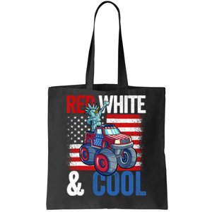 Monster Truck Statue Liberty 4th Of July Boy American Flag Tote Bag