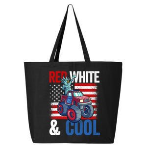 Monster Truck Statue Liberty 4th Of July Boy American Flag 25L Jumbo Tote