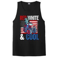 Monster Truck Statue Liberty 4th Of July Boy American Flag PosiCharge Competitor Tank