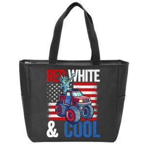 Monster Truck Statue Liberty 4th Of July Boy American Flag Zip Tote Bag