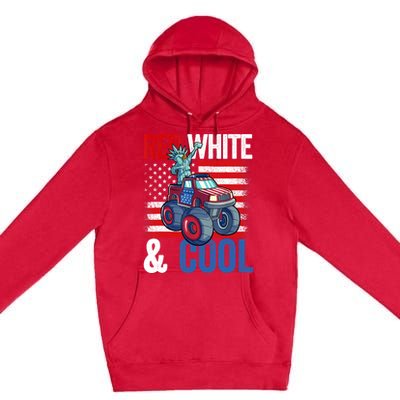 Monster Truck Statue Liberty 4th Of July Boy American Flag Premium Pullover Hoodie