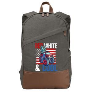 Monster Truck Statue Liberty 4th Of July Boy American Flag Cotton Canvas Backpack