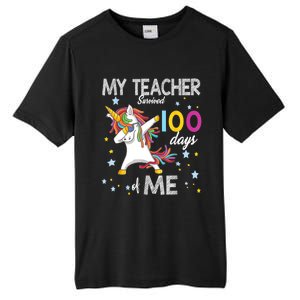 My Teacher Survived 100 Days Of Me 100th Day School Unicorn Meaningful Gift Tall Fusion ChromaSoft Performance T-Shirt