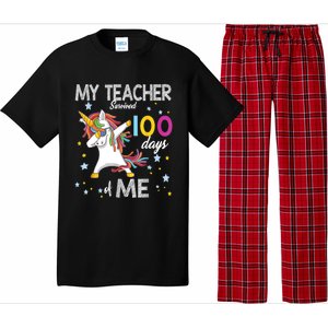 My Teacher Survived 100 Days Of Me 100th Day School Unicorn Meaningful Gift Pajama Set