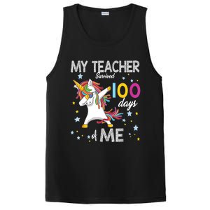 My Teacher Survived 100 Days Of Me 100th Day School Unicorn Meaningful Gift PosiCharge Competitor Tank