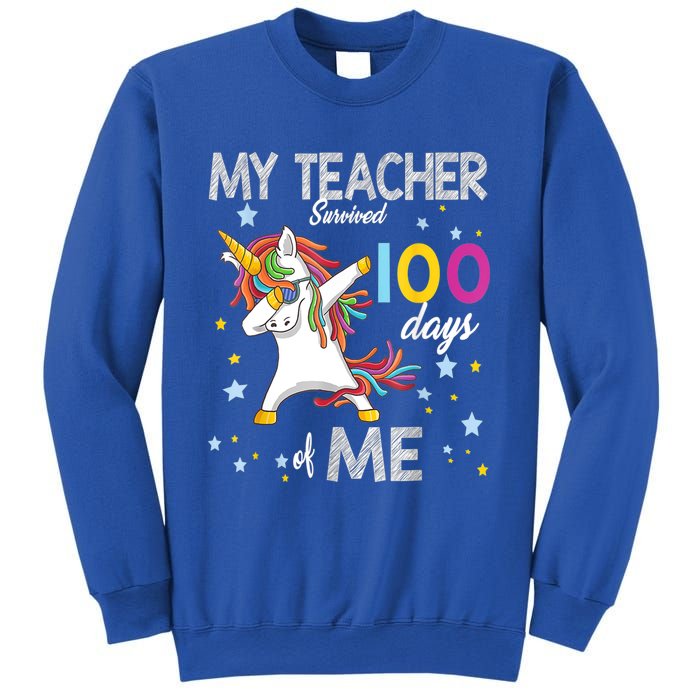 My Teacher Survived 100 Days Of Me 100th Day School Unicorn Meaningful Gift Sweatshirt