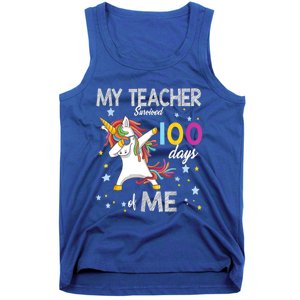 My Teacher Survived 100 Days Of Me 100th Day School Unicorn Meaningful Gift Tank Top