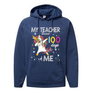 My Teacher Survived 100 Days Of Me 100th Day School Unicorn Meaningful Gift Performance Fleece Hoodie