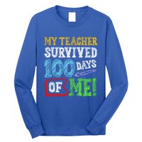 My Teacher Survived 100 Days Of Me 100 School Days Gift Great Gift Long Sleeve Shirt