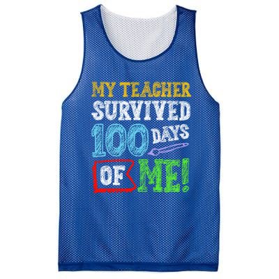 My Teacher Survived 100 Days Of Me 100 School Days Gift Great Gift Mesh Reversible Basketball Jersey Tank