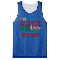 My Teacher Survived 100 Days Of Me Blue Colored Pencils Gift Mesh Reversible Basketball Jersey Tank