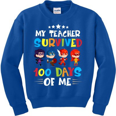 My Teacher Survived 100 Days Of Me Cute Superheroes Gift Kids Sweatshirt