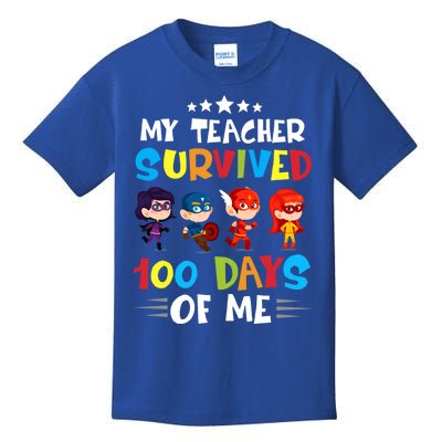 My Teacher Survived 100 Days Of Me Cute Superheroes Gift Kids T-Shirt