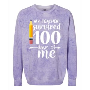 My Teacher Survived 100 Days Of Me Colorblast Crewneck Sweatshirt